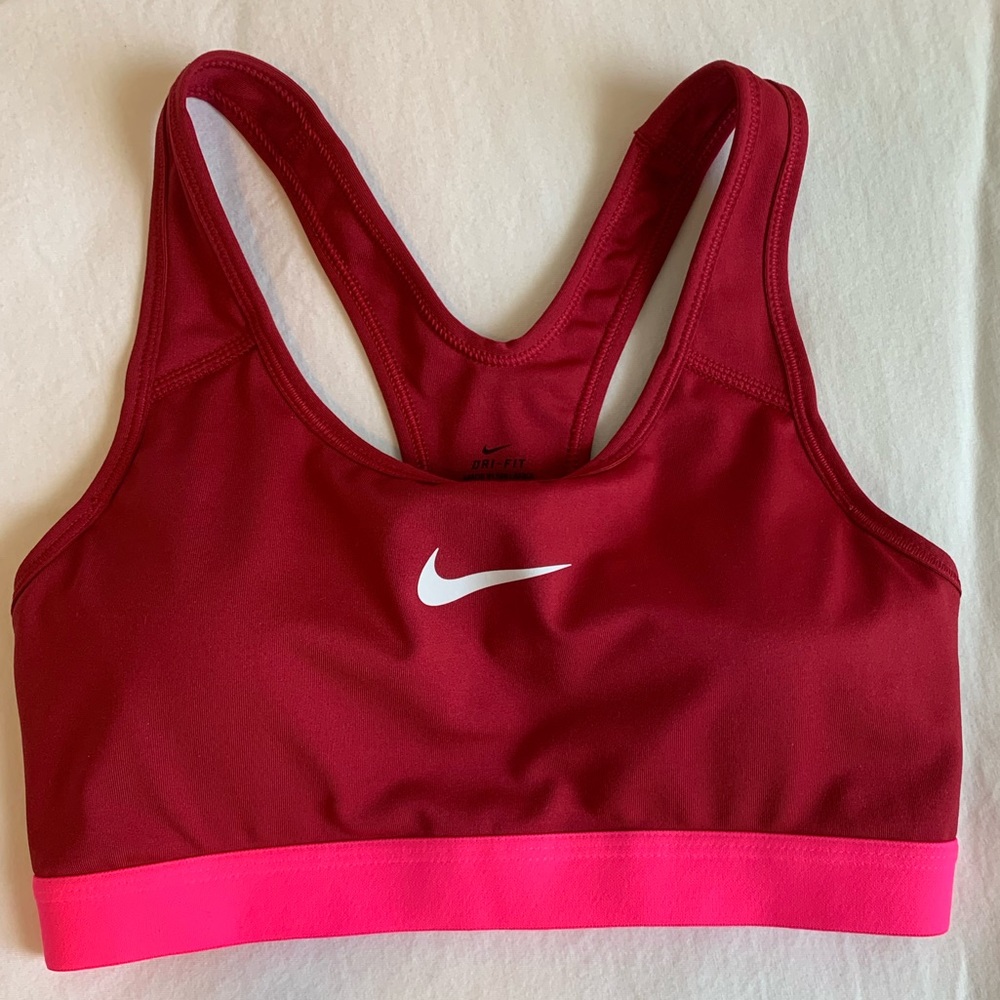 Red and Neon Hot Pink Nike Pro Sports Bra